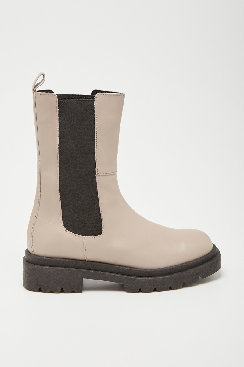 Bottines Chelsea en cuir Beige