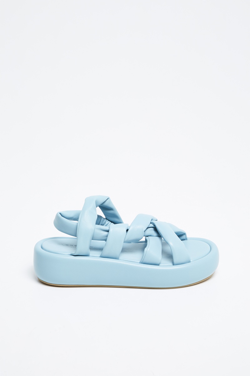 Sandales plateformes cuir d’agneau - Ciel