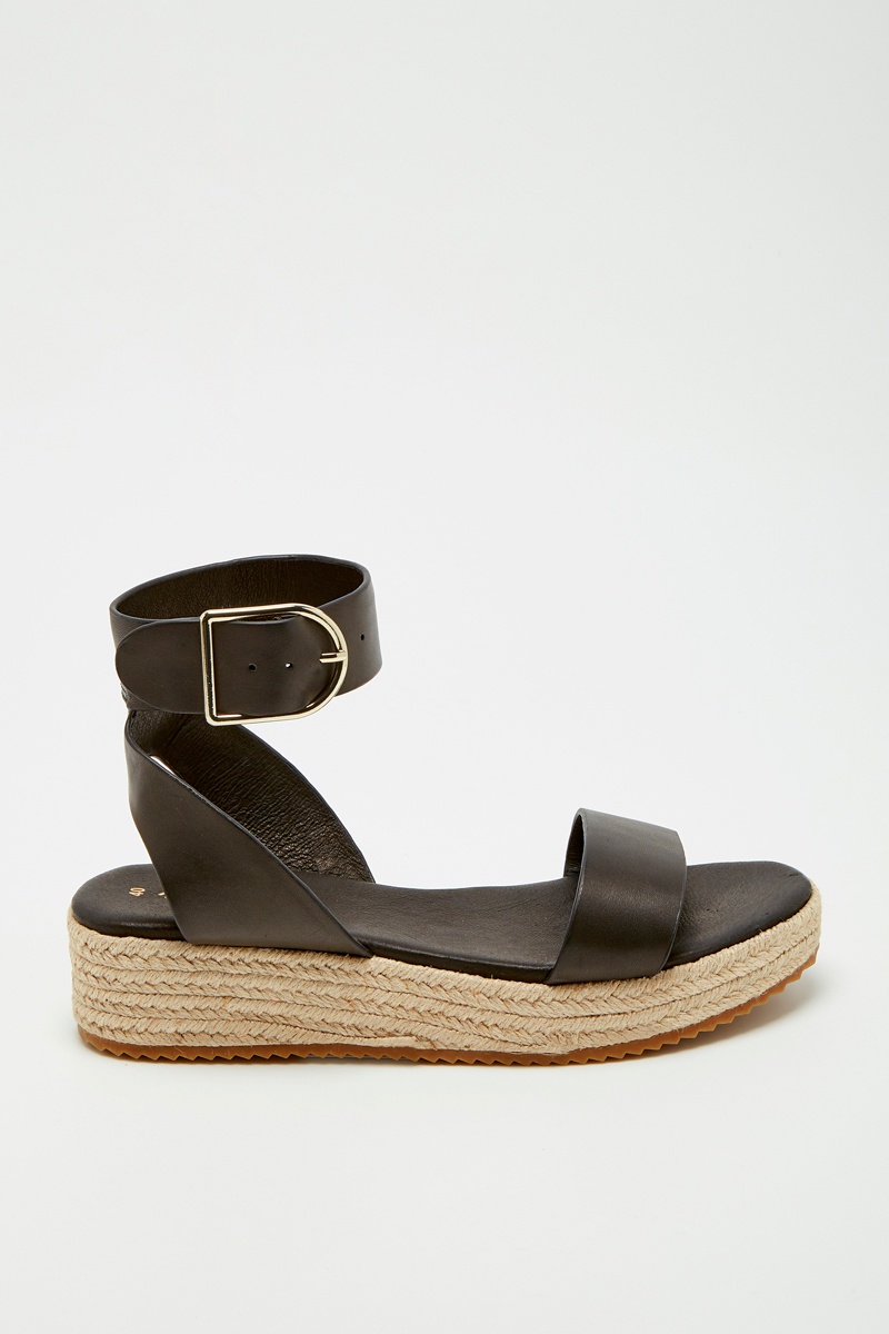 Sandales compensées en cuir Gallique - Noir