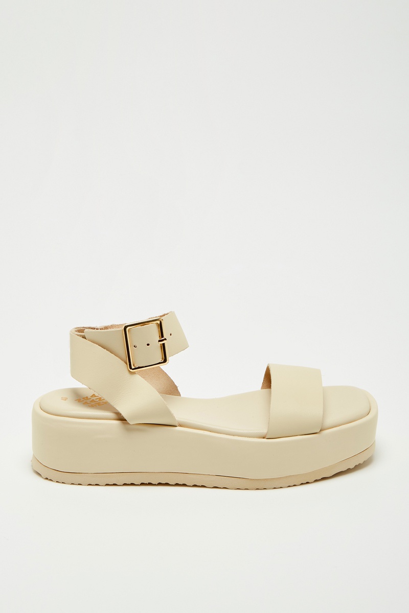Sandales plateformes en cuir Granja - Beige