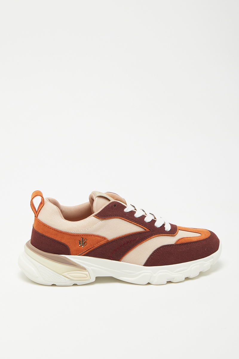 Baskets en nubuck Marron et beige