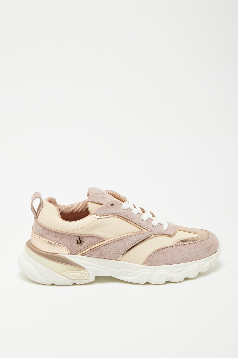 Baskets en nubuck Marron et beige