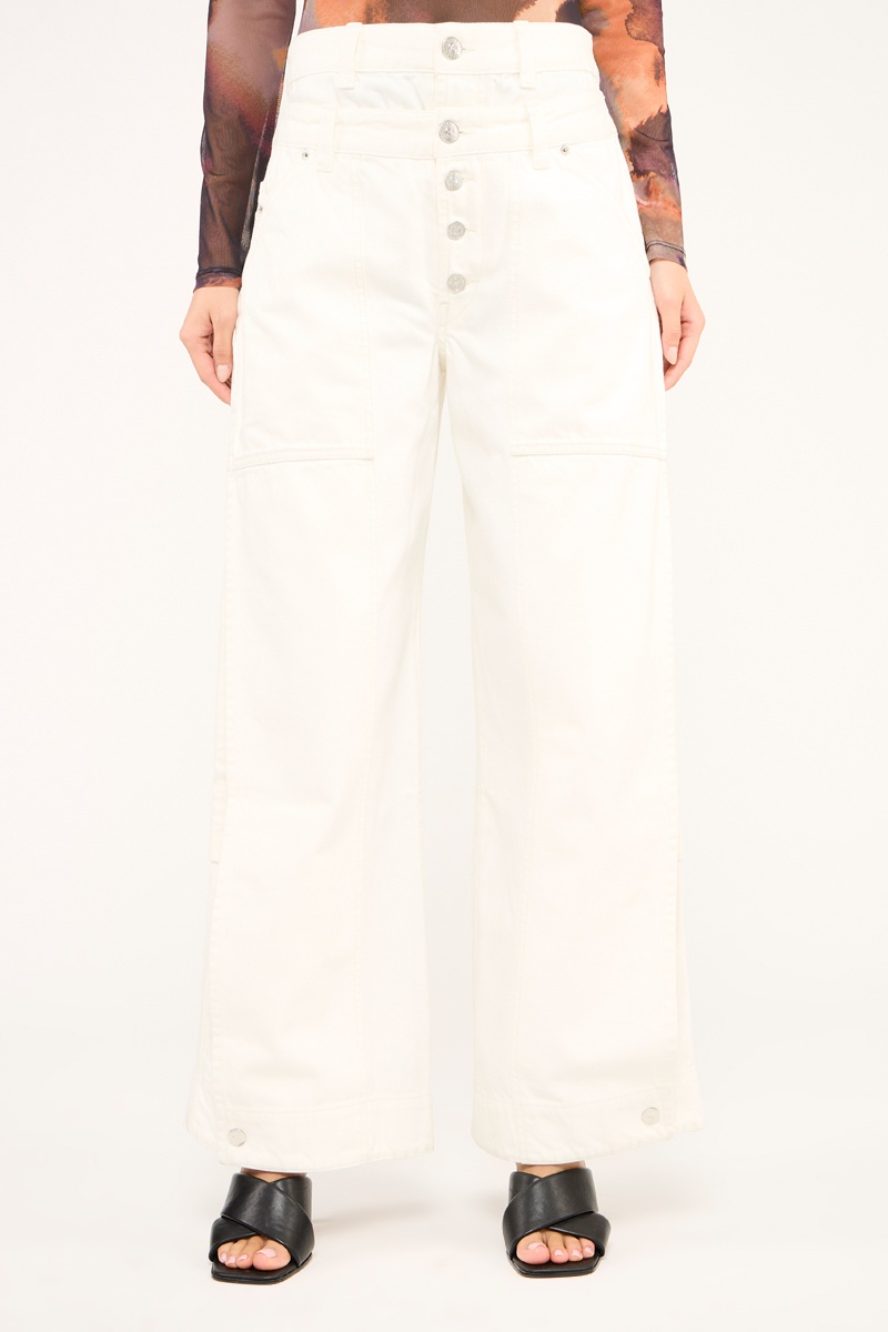 Jean wide legs taille haute Blanc