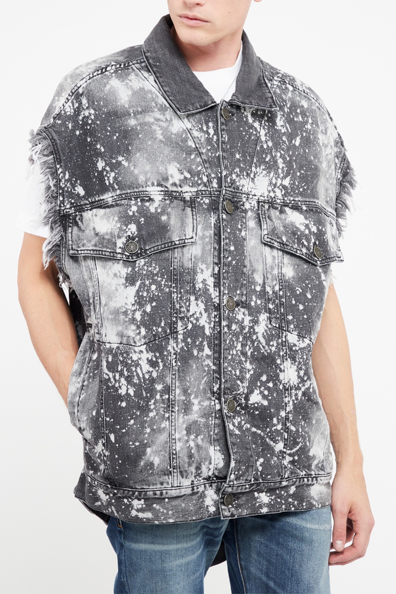 Veste sans manches en jean Raffo Noir