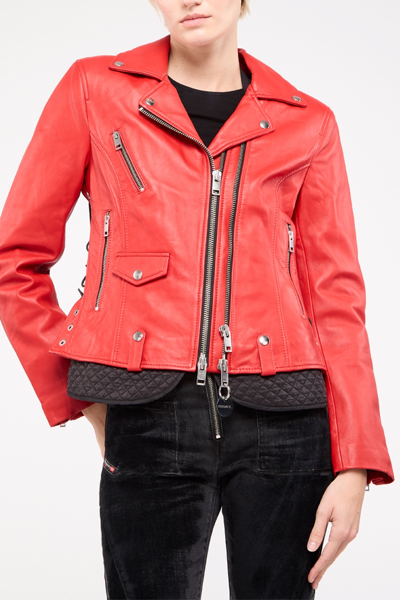 Veste en cuir de mouton Carama Rouge