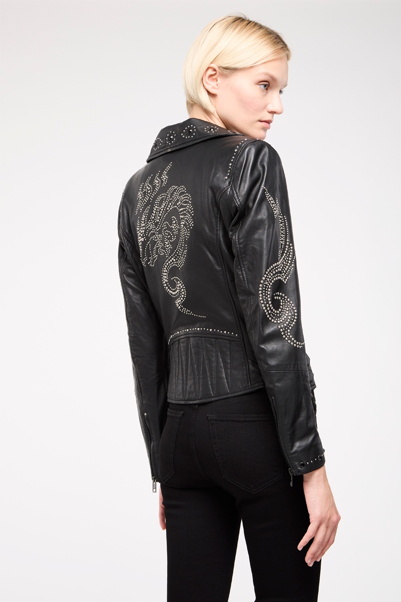 Veste en cuir de mouton Diane Noir