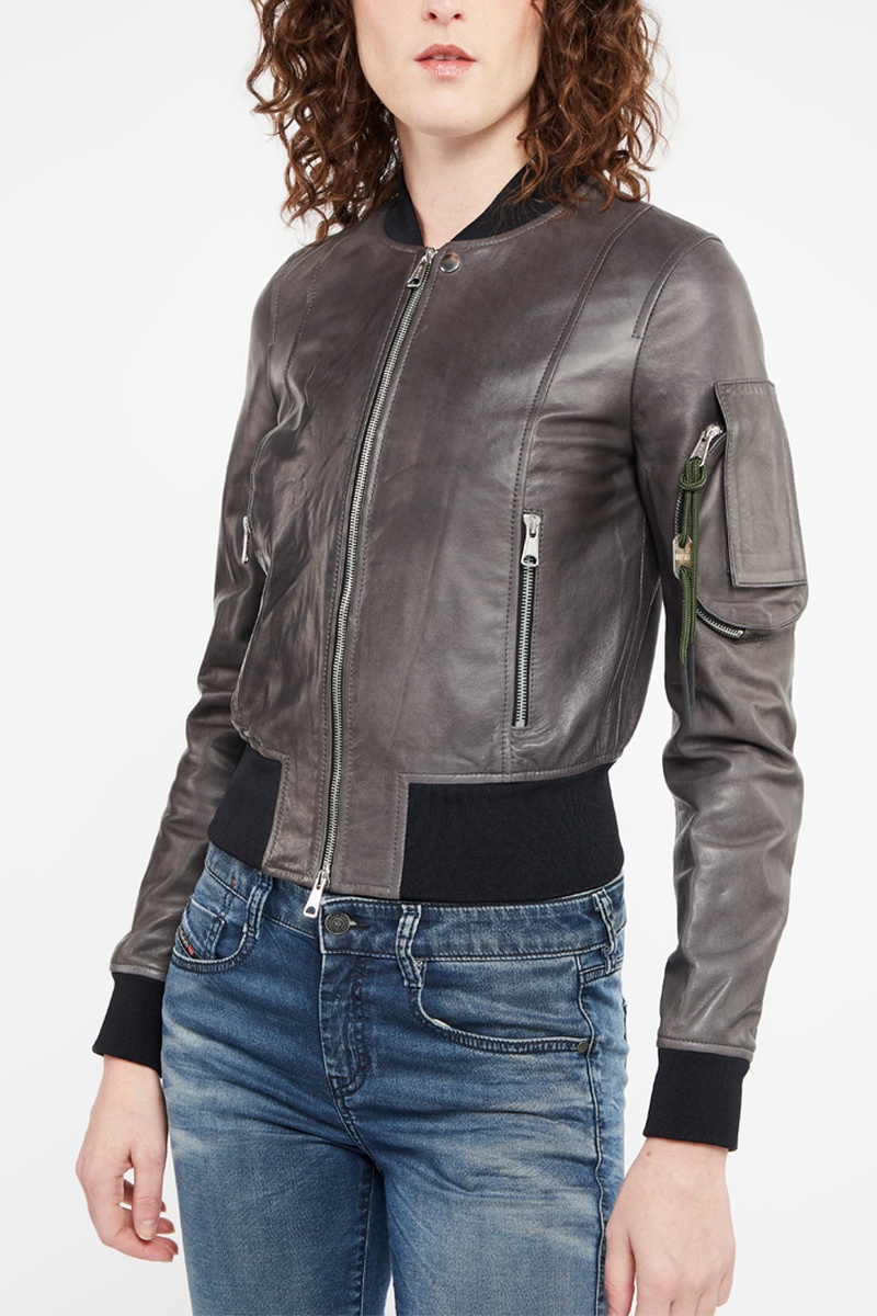 Veste en cuir de mouton Elia Taupe