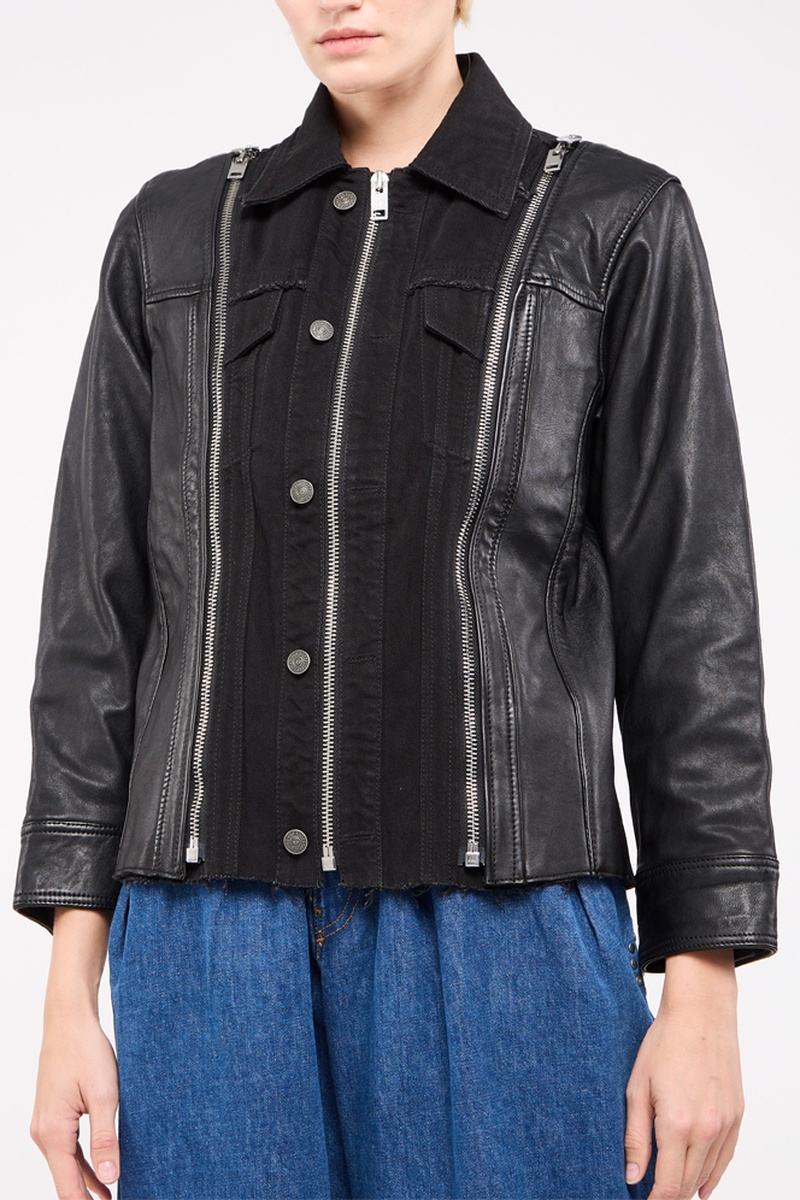 Veste en cuir de mouton Lazay Noir