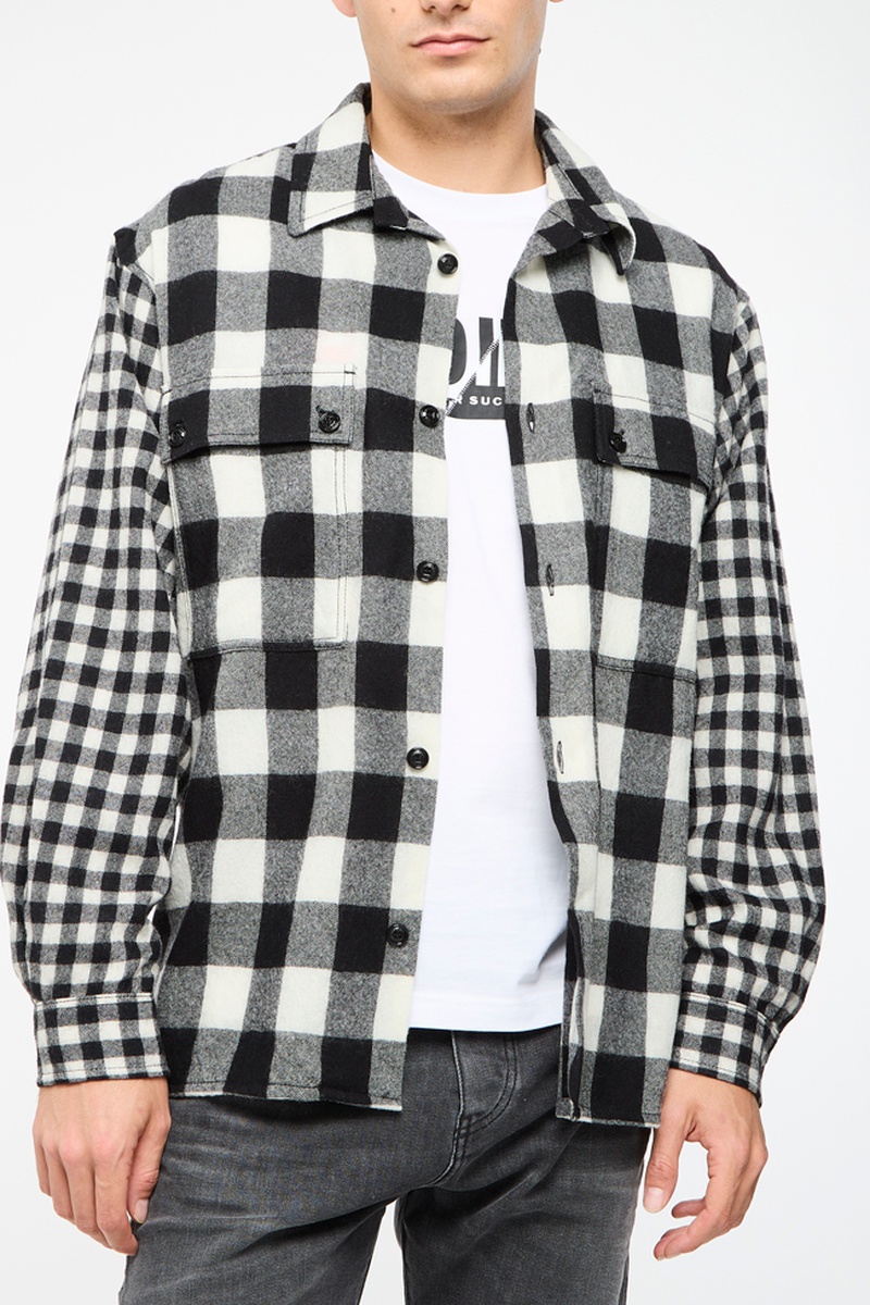 Surchemise en laine vierge Bunnecheck - Gris foncé chiné