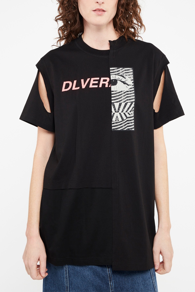 T-shirt asymétrique Gomez Noir