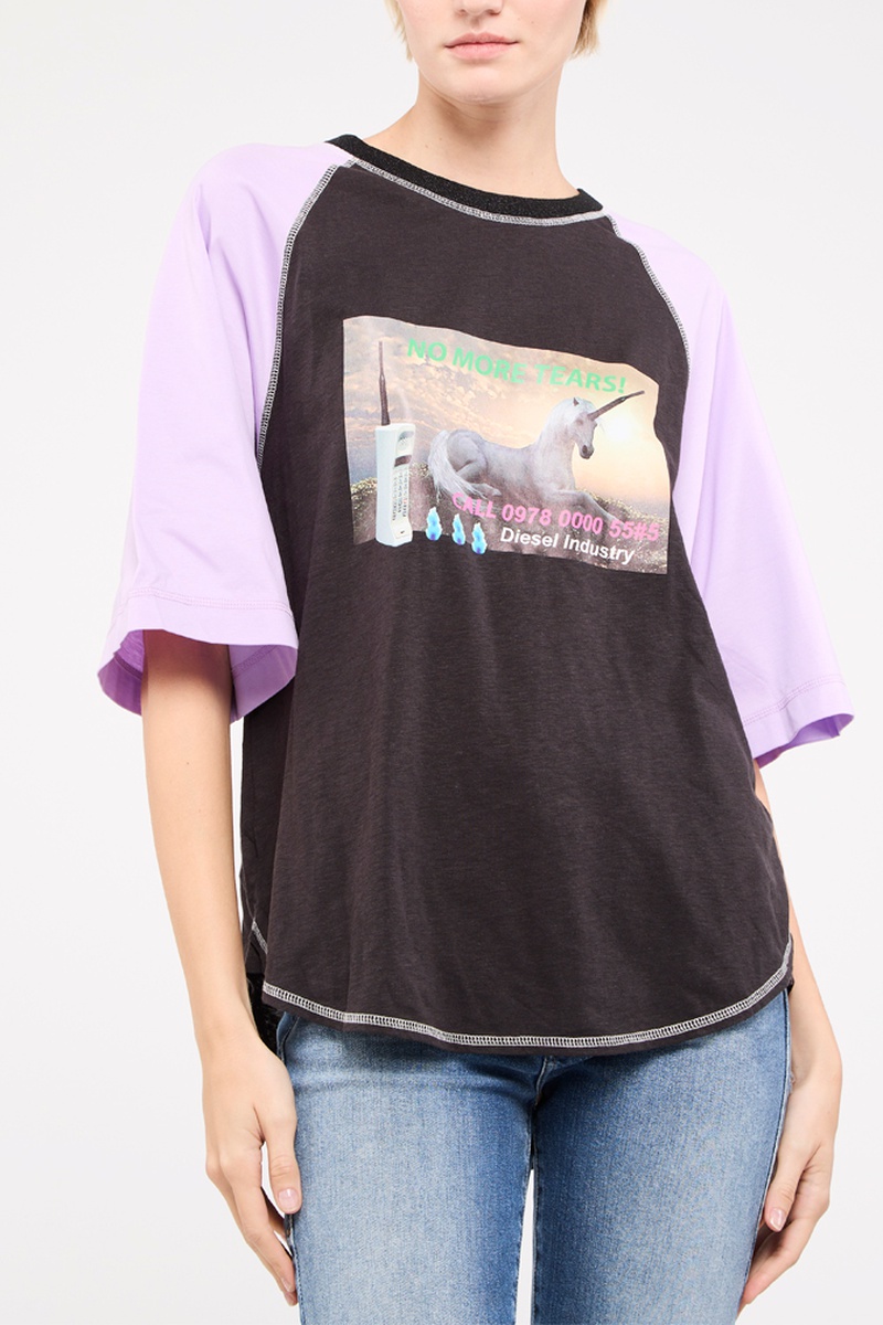 T-shirt oversize Spo Noir et mauve
