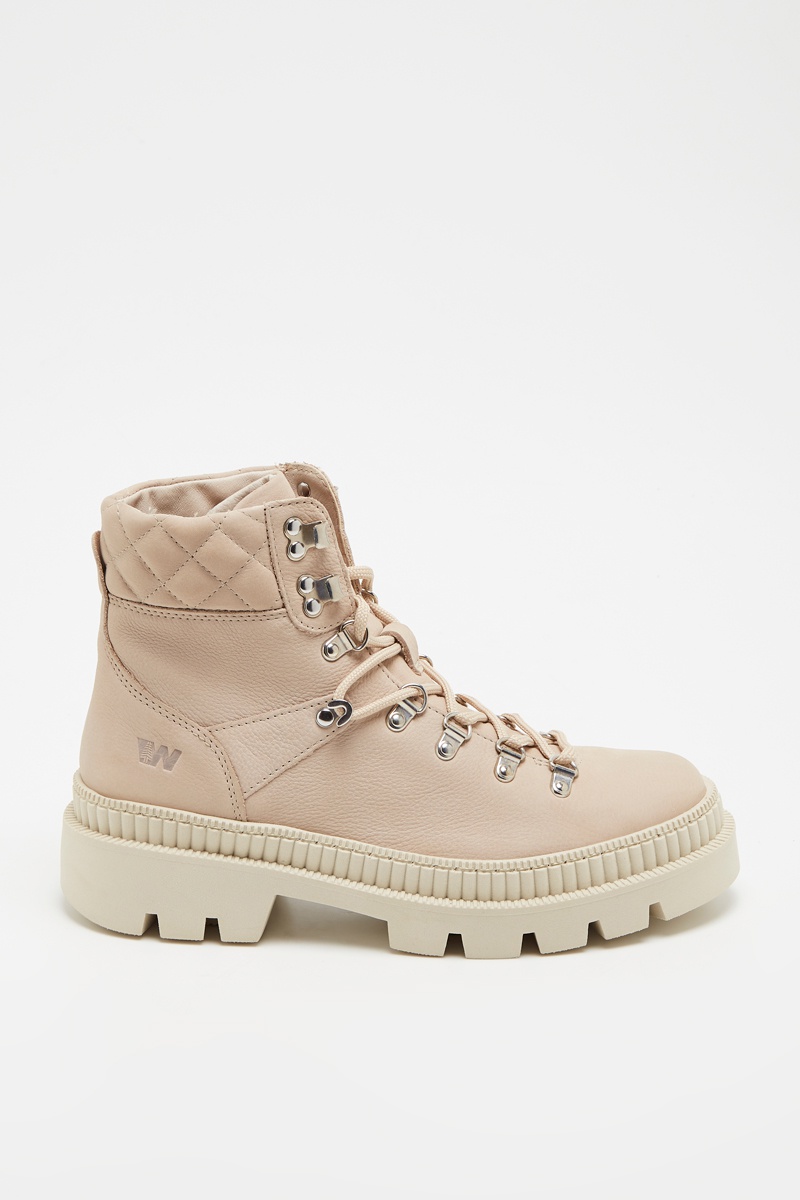 Bottines plateformes en nubuck Beige