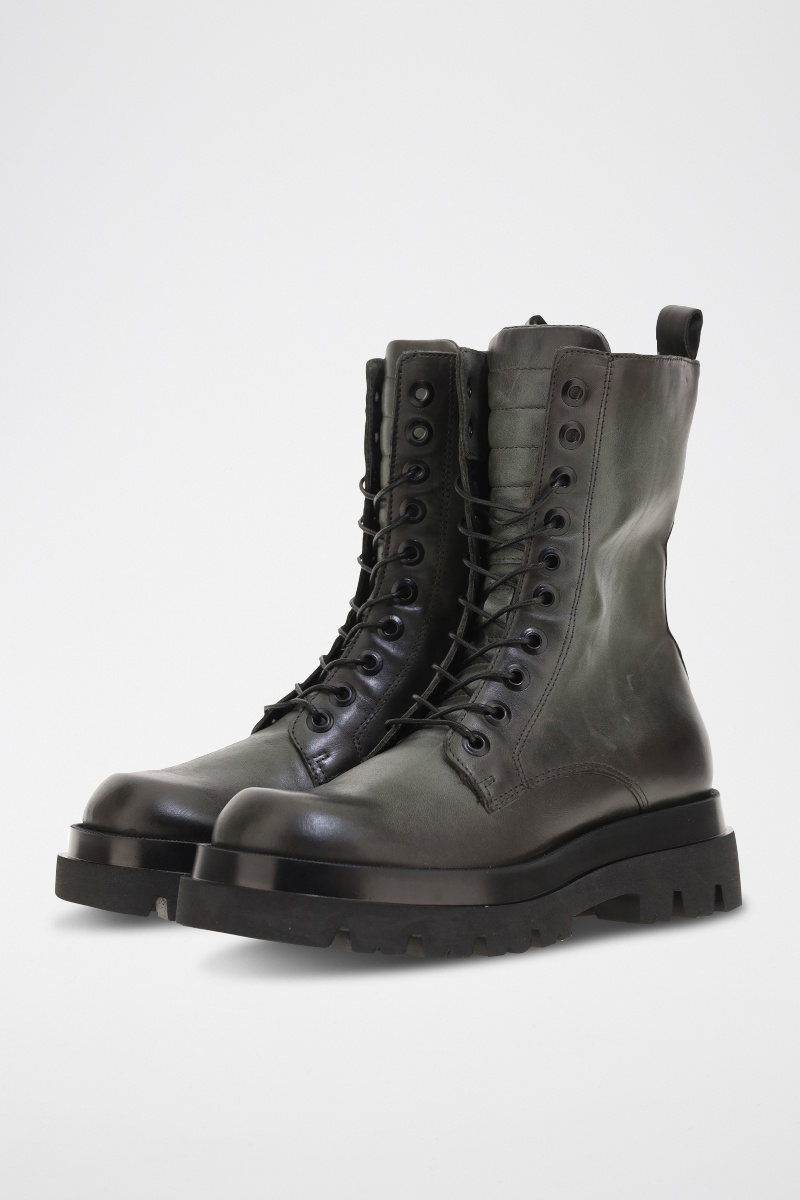 Bottines plateformes en cuir Vert