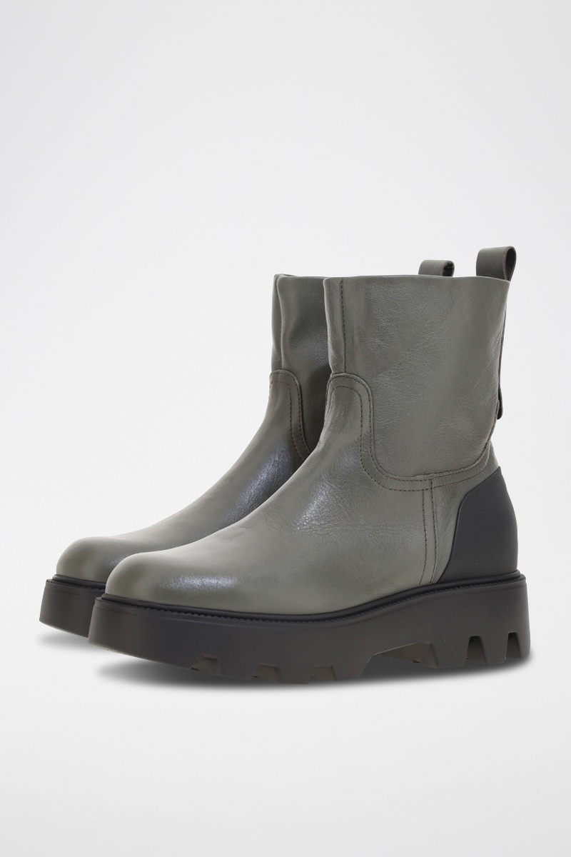 Bottines plateformes en cuir Gris