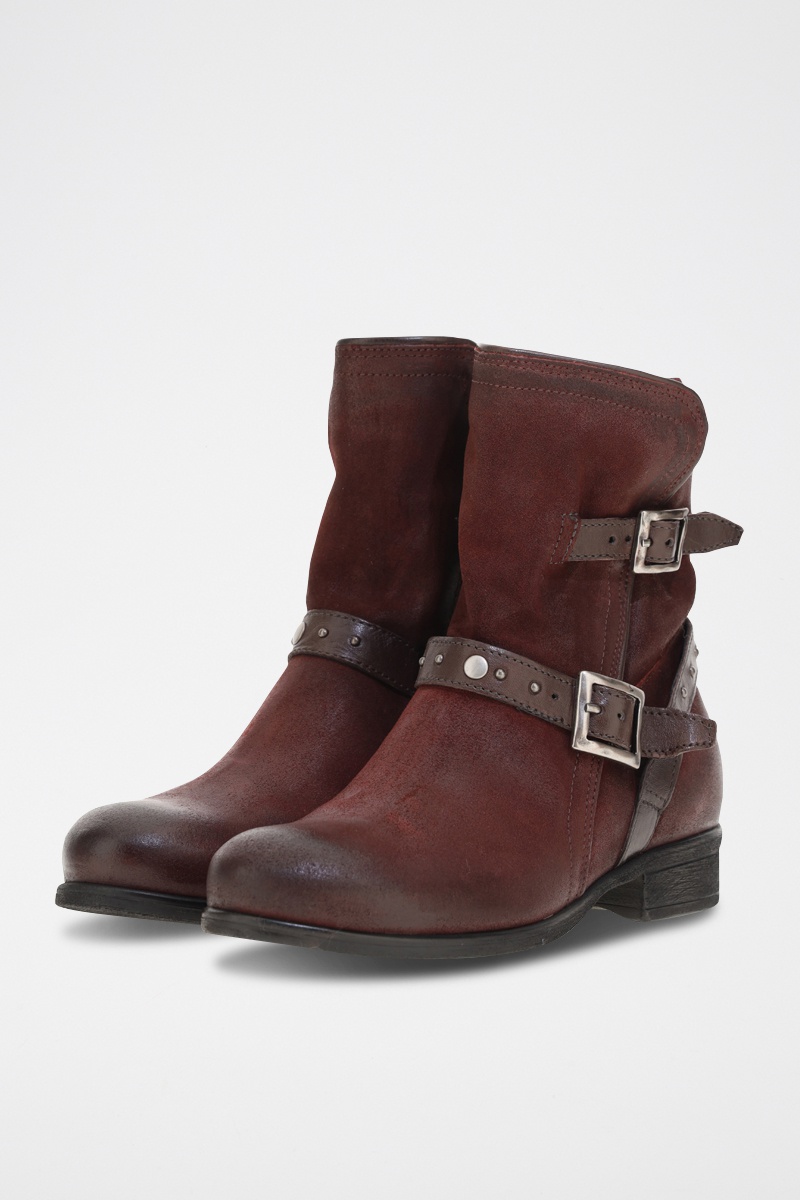 Bottines en cuir Bordeaux