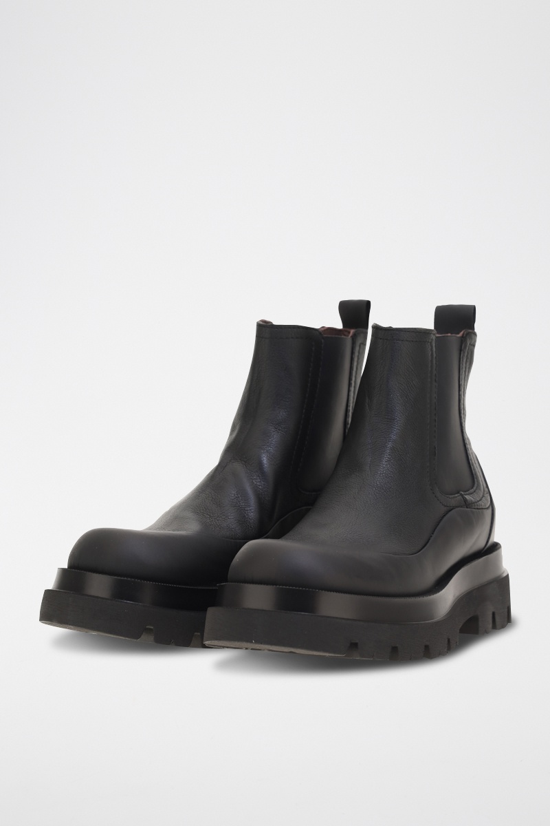 Bottines plateformes en cuir Noir