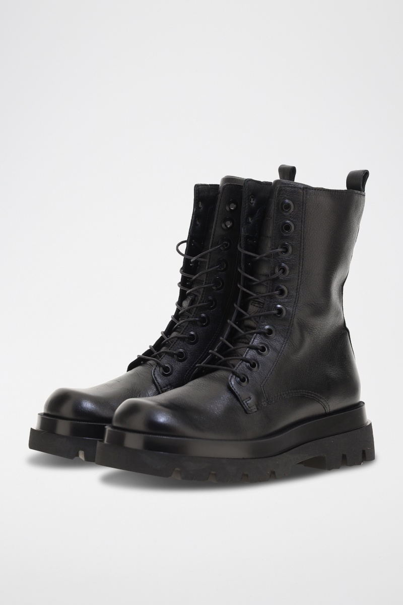 Bottines plateformes en cuir Noir