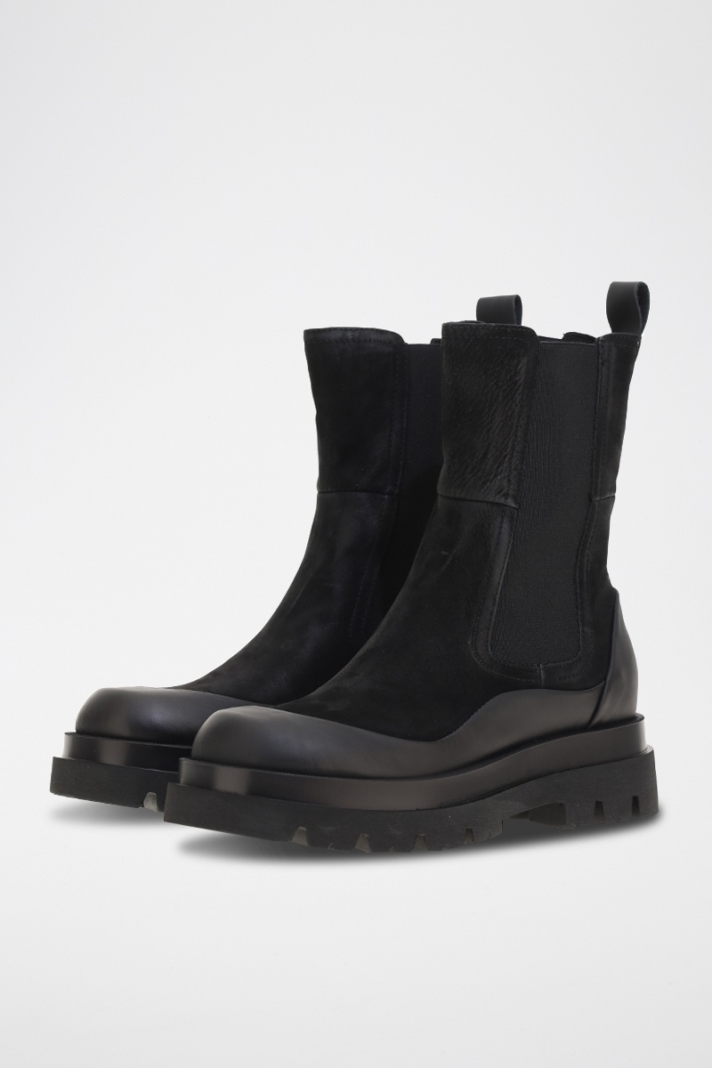 Bottines plateformes en nubuck Noir