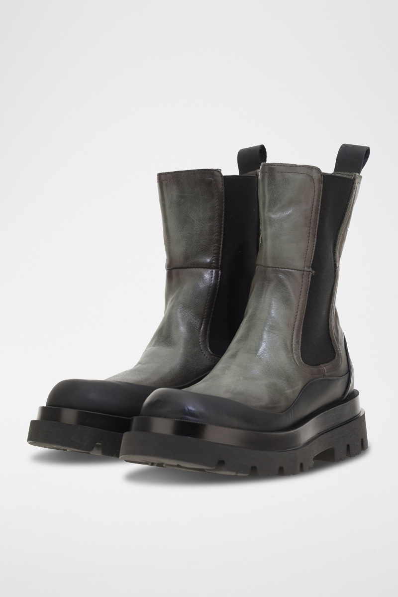 Bottines plateformes en cuir Vert et noir