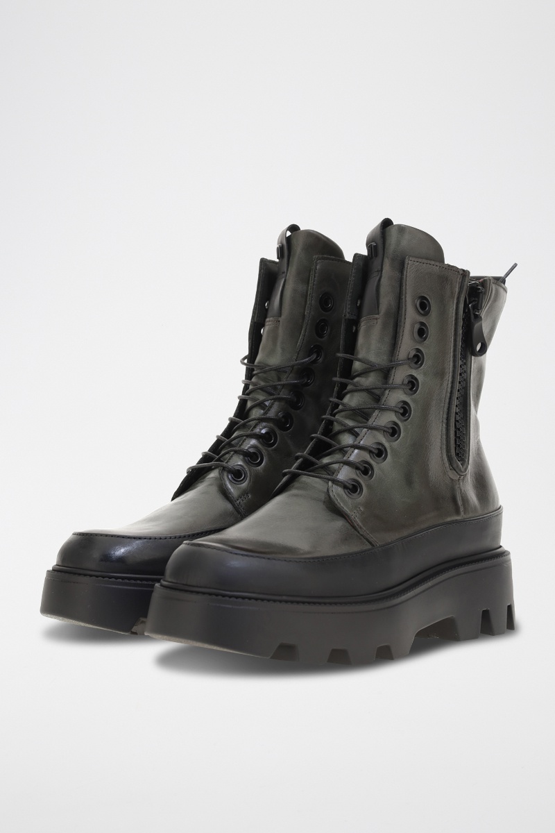 Bottines plateformes en cuir Vert et noir