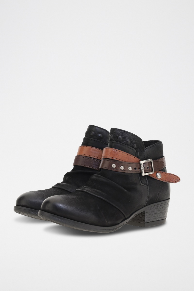 Bottines en cuir Noir