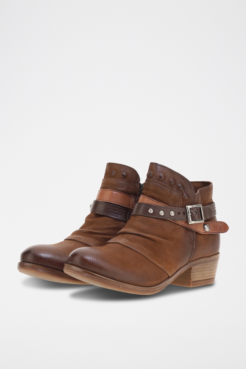 Bottines en cuir Camel