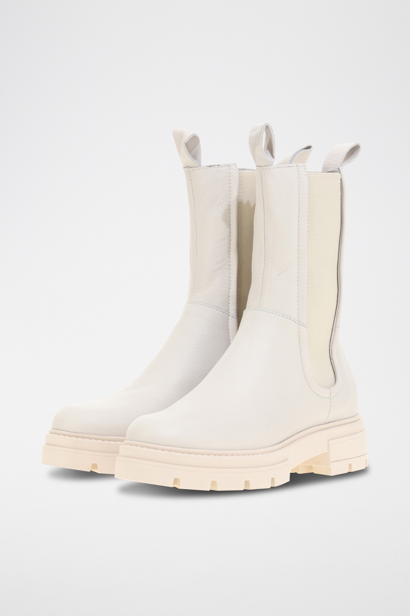 Bottines en cuir Ecru