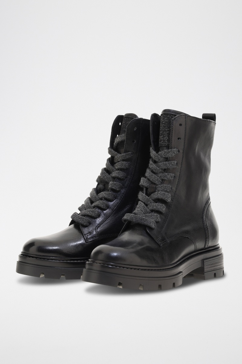 Bottines en cuir de mouton Noir