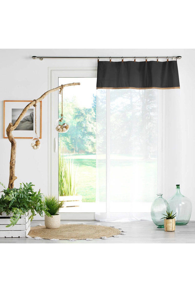 Rideau Leana - Blanc et noir - 140 x 240 cm