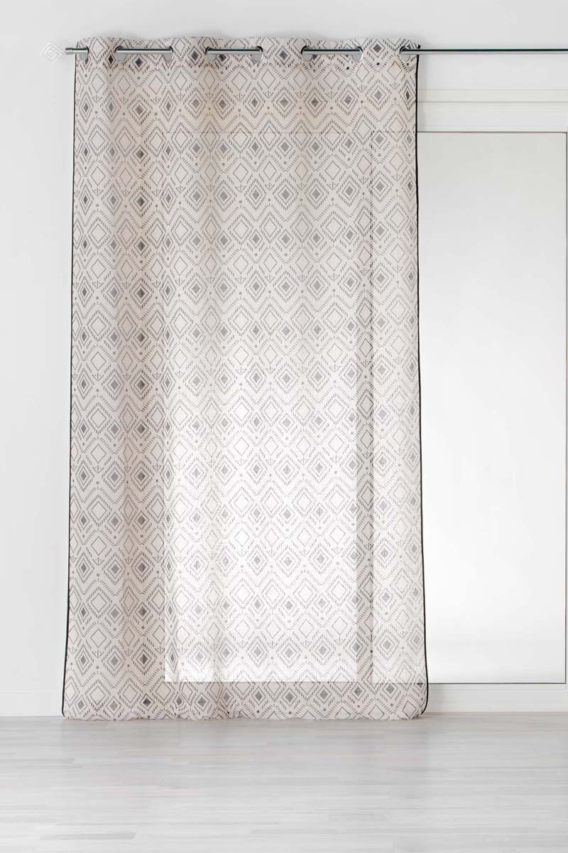 Voilage Nalika - Blanc et noir - 140 x 240 cm