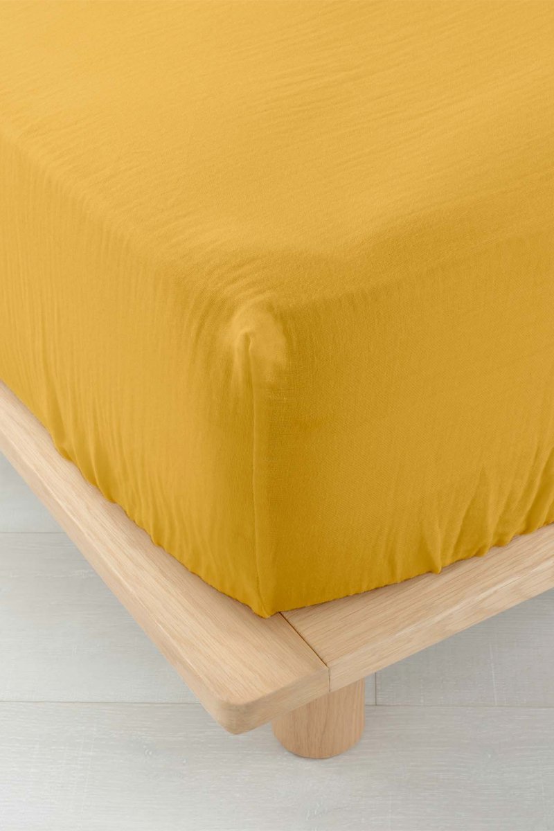 Drap-housse en gaze de coton Angelia Jaune