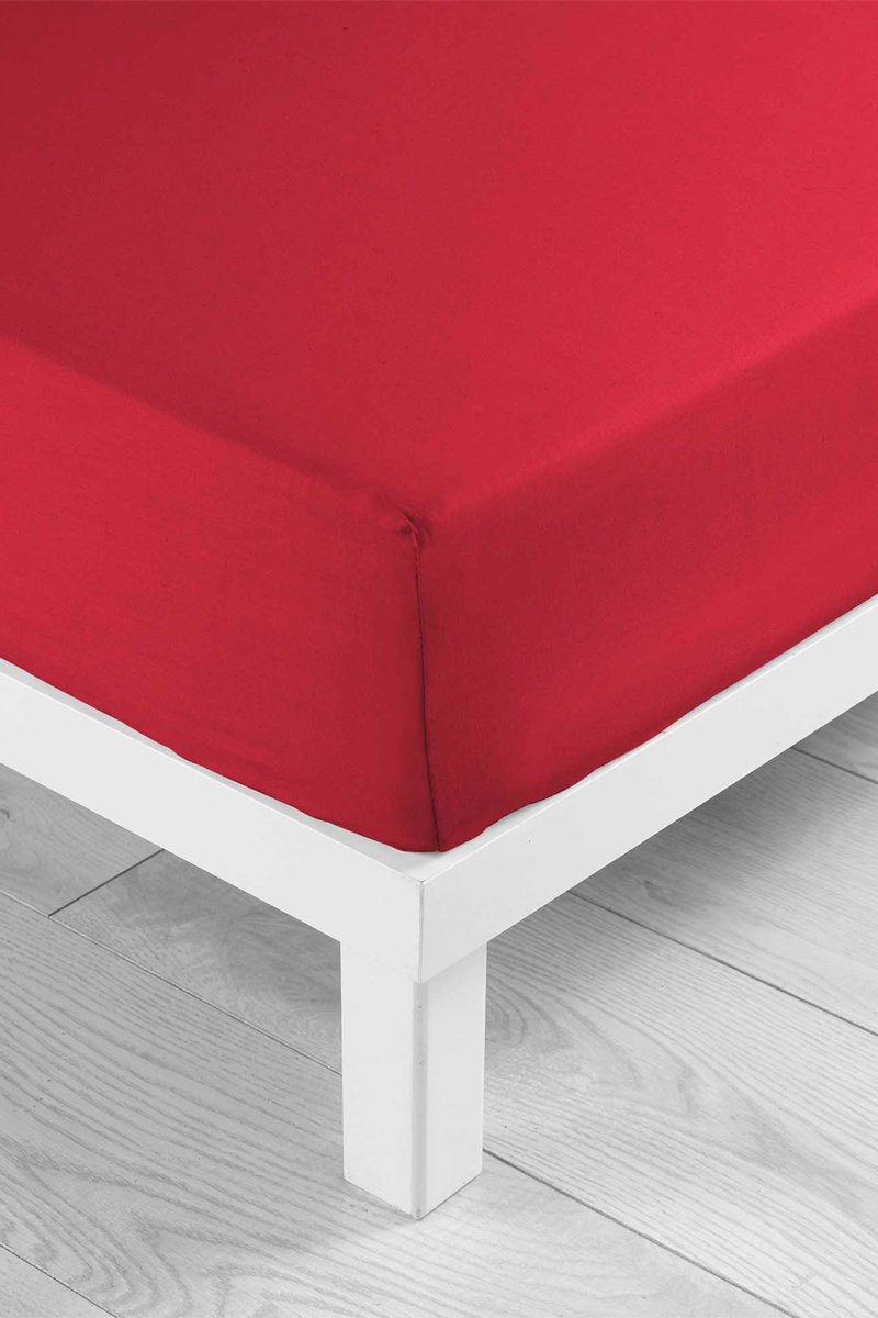 Drap-housse en coton 57 fils/cm² Lina - Rouge