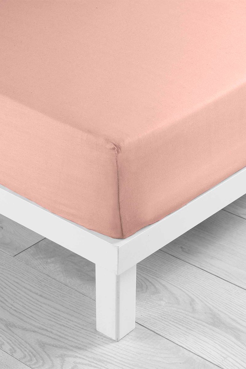 Drap-housse en coton 57 fils/cm² Lina - Rose