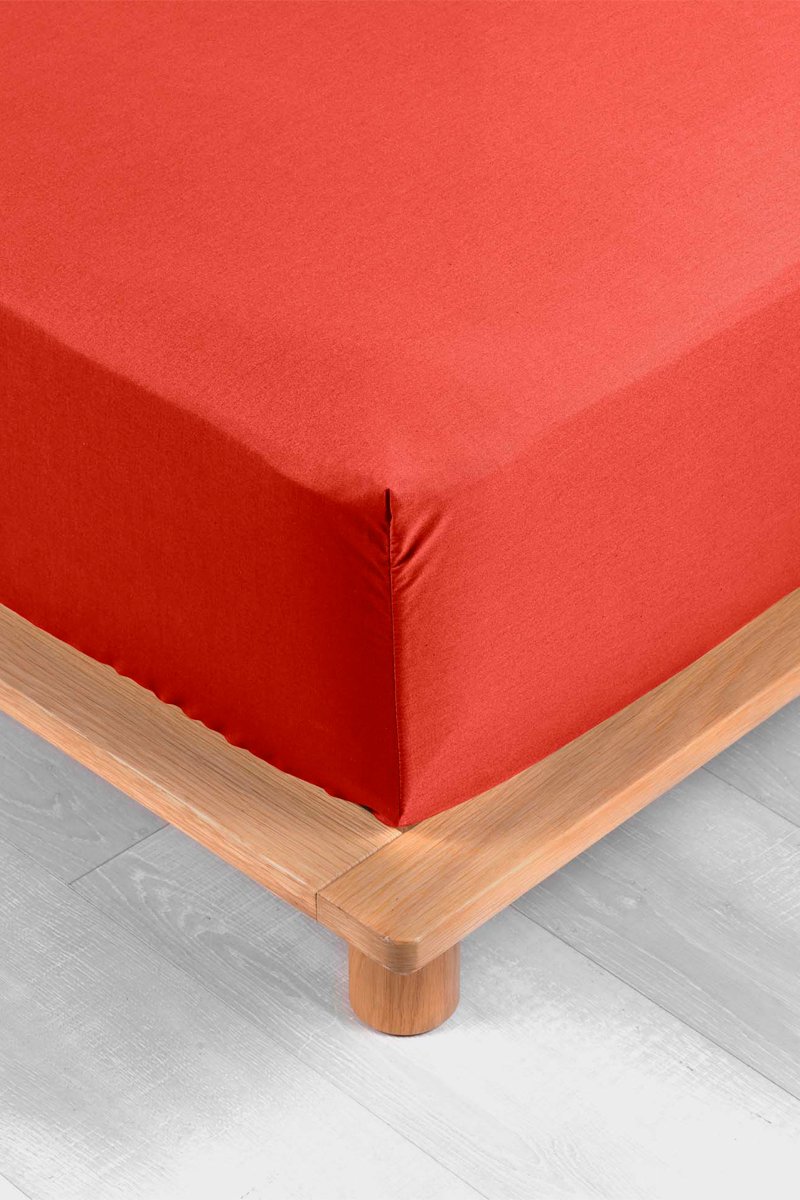 Drap-housse en percale de coton 78 fils/cm² Percaline - Rouge