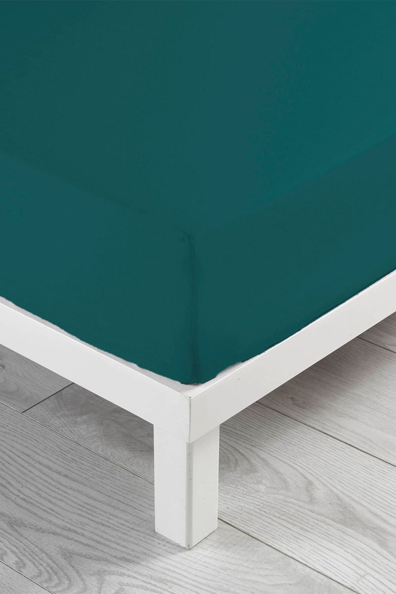 Drap-housse en coton 57 fils/cm² Linette - Pétrole