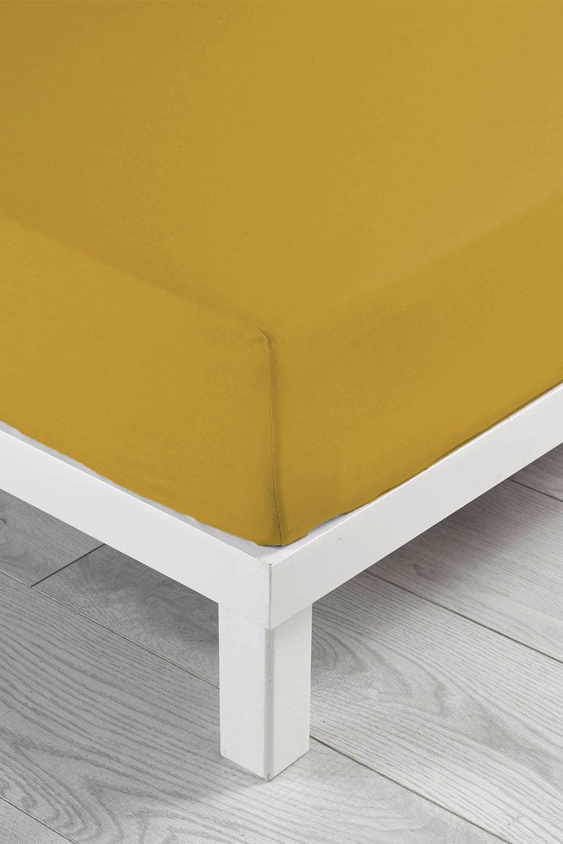 Drap-housse en coton 57 fils/cm² Linette - Jaune