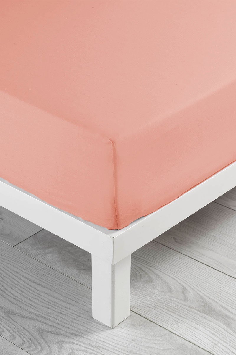Drap-housse en coton 57 fils/cm² Linette - Rose