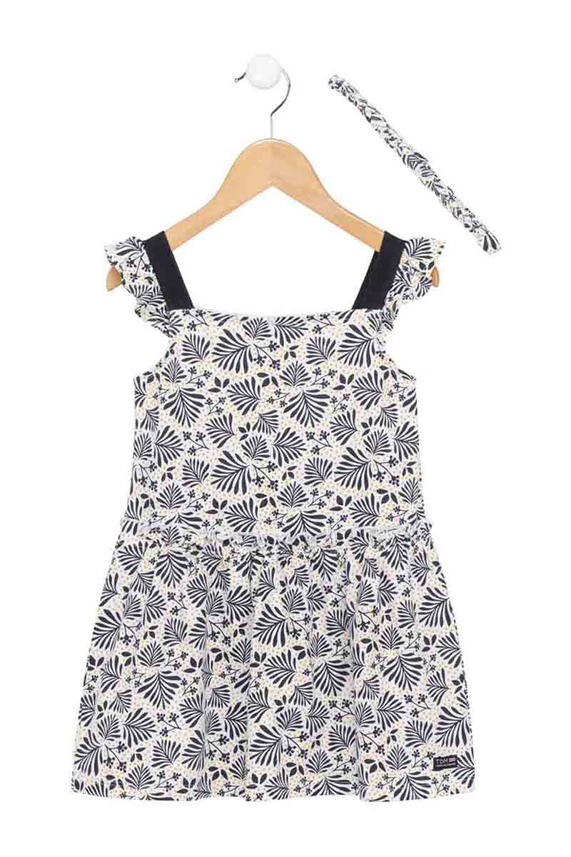 Robe rayée et bandeau cheveux Feurob - Blanc et bleu marine - Terre de Marins