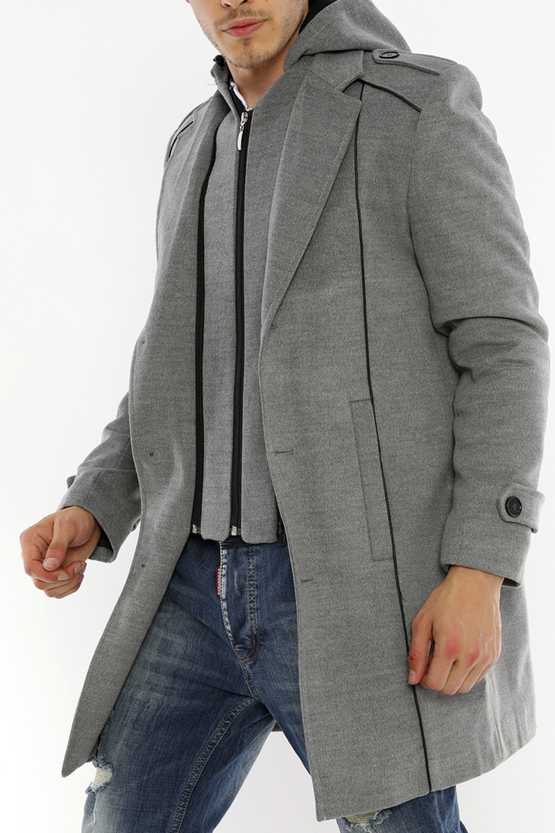 Manteau en laine Gris chiné