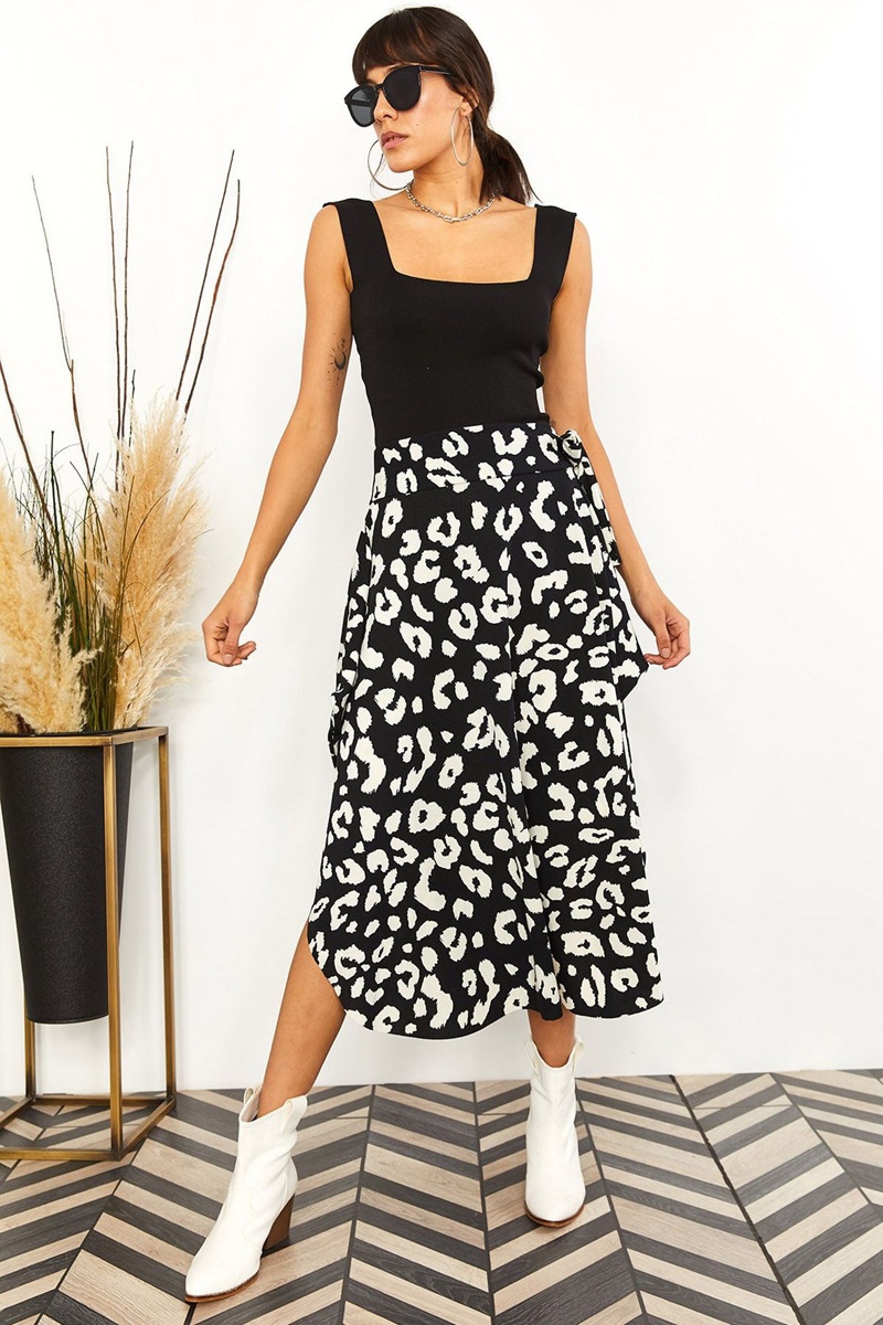 Jupe midi Noir