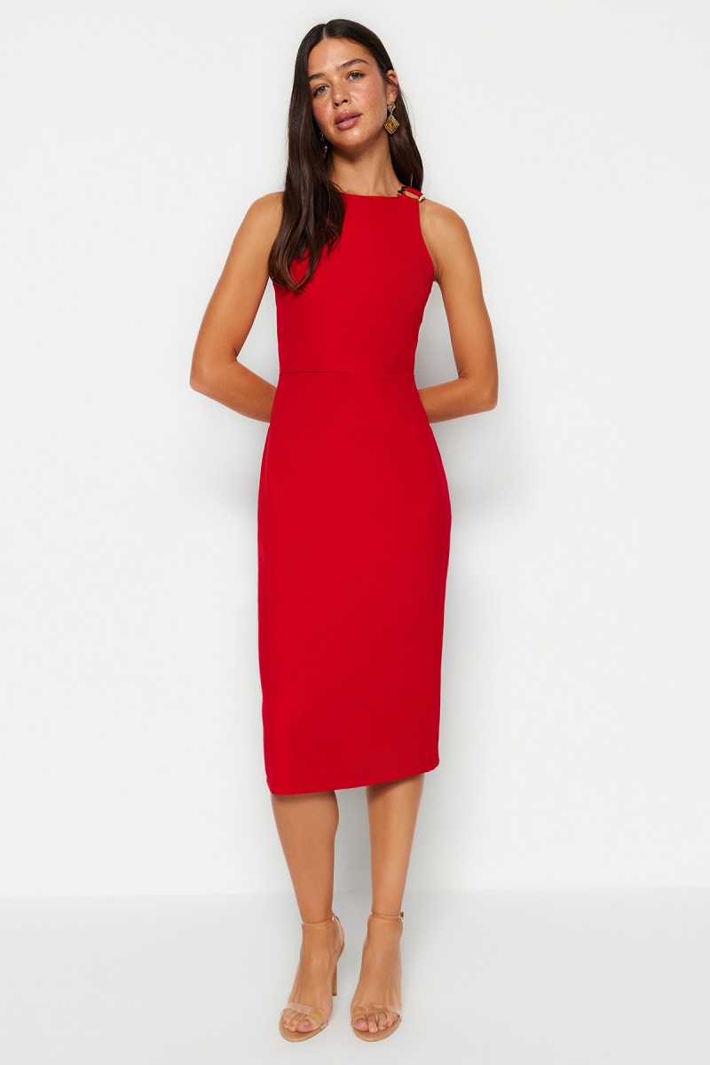 Trendyol Rosso Abito Taglio Dritto Taglia 38 (Eu)