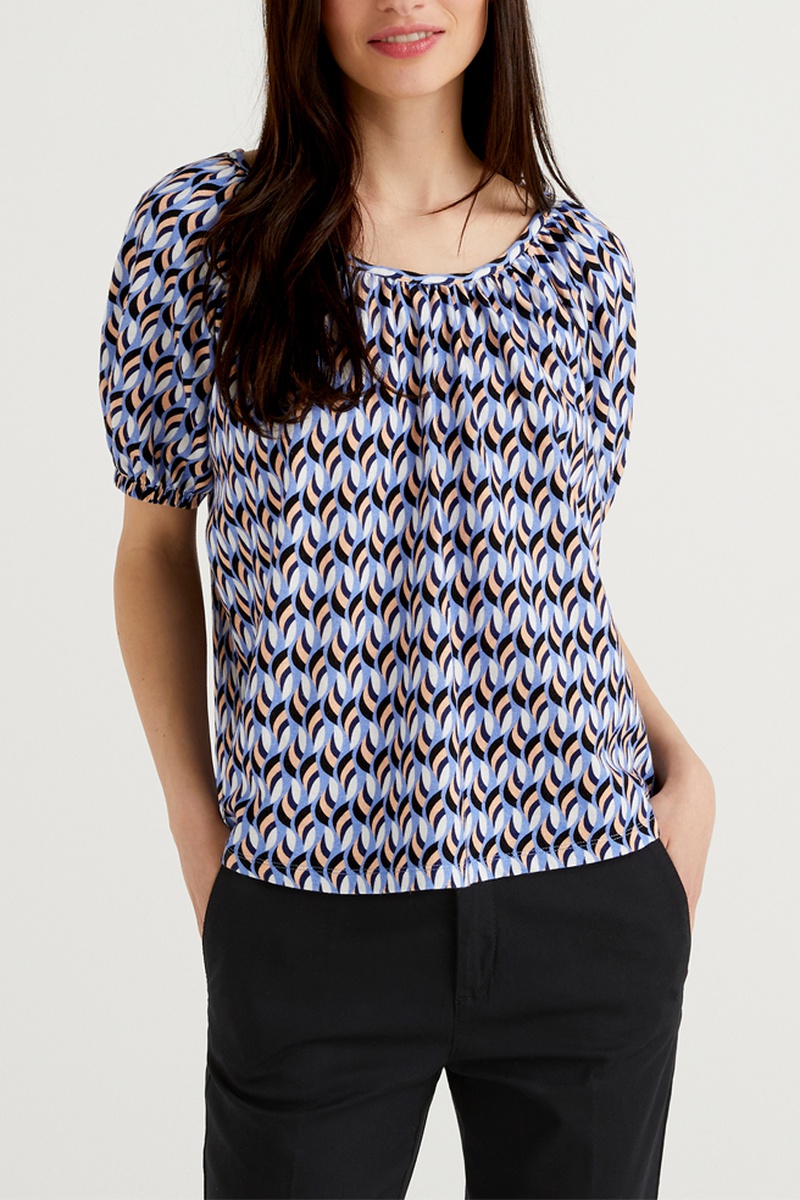 Blouse Bleu clair et rose poudré