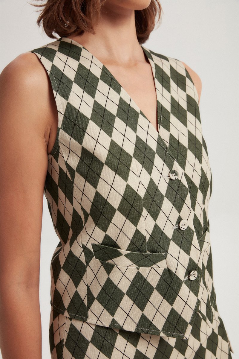 Gilet sans manches Romi Vert et blanc