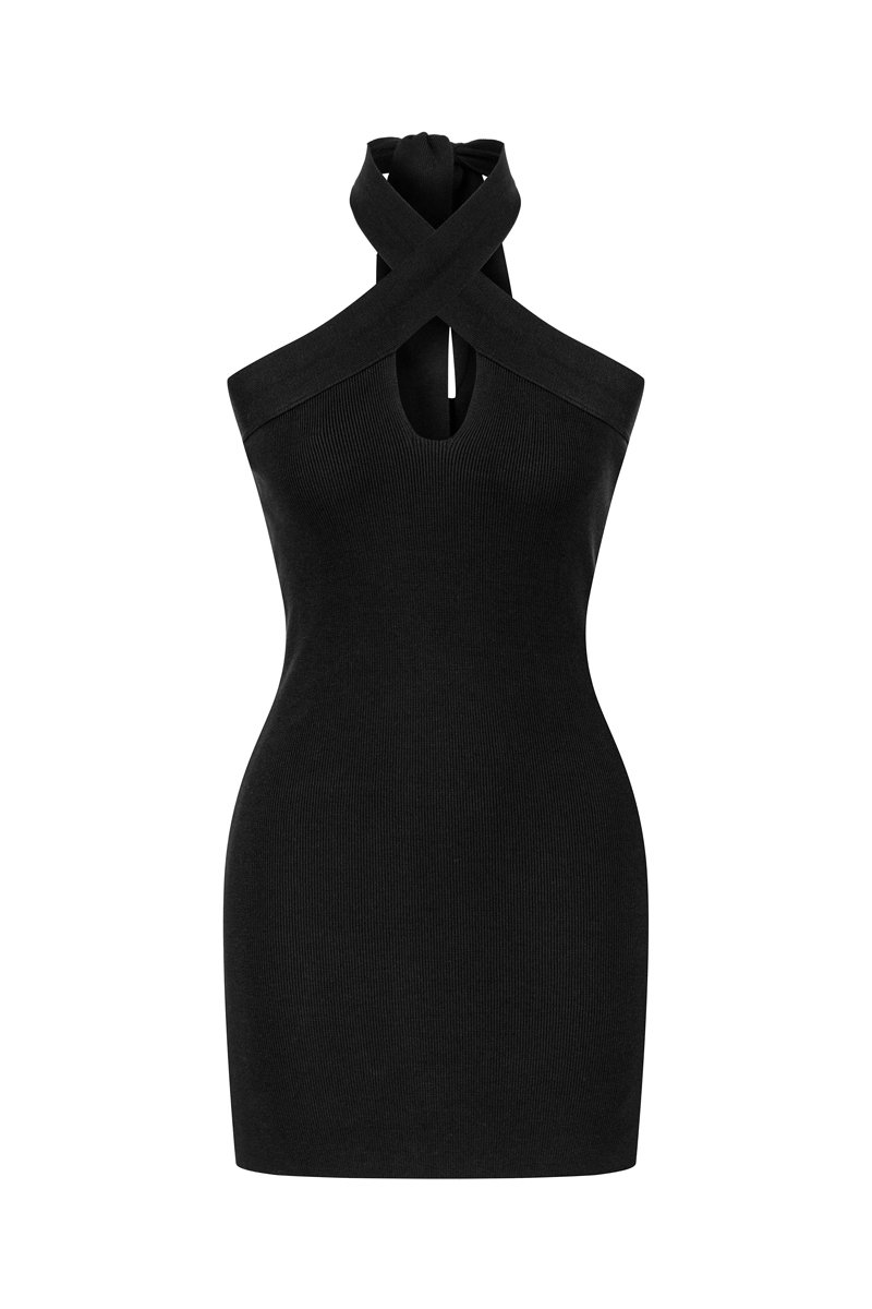 Robe fourreau en coton biologique Terry - Noir