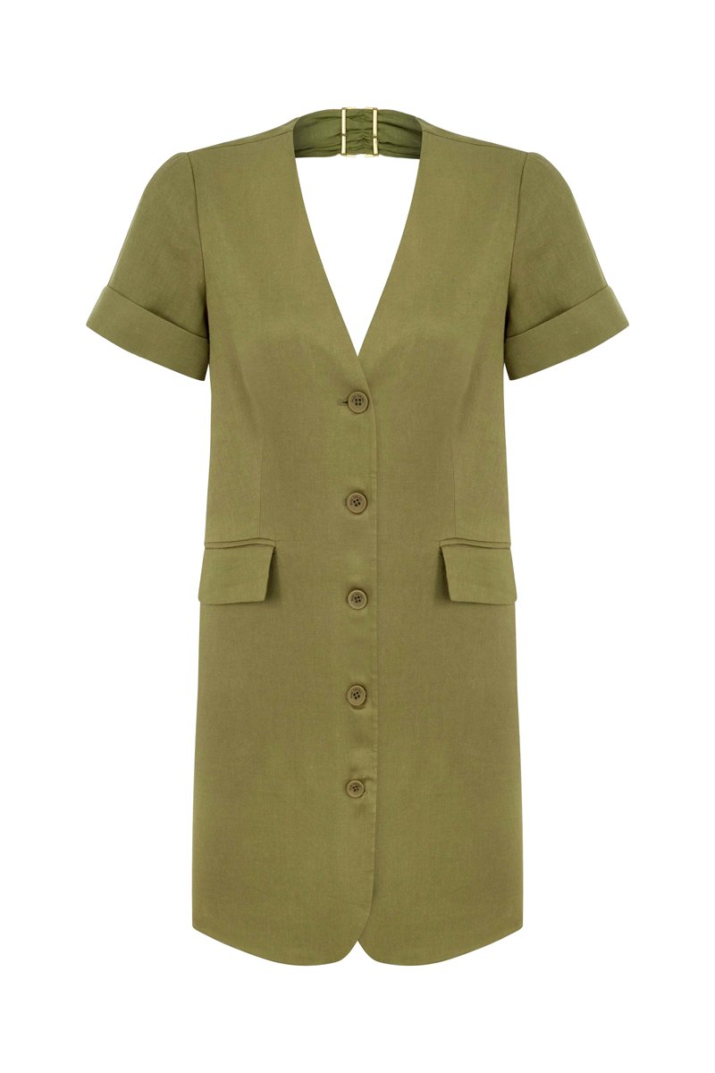 Robe droite en lin Clare Vert