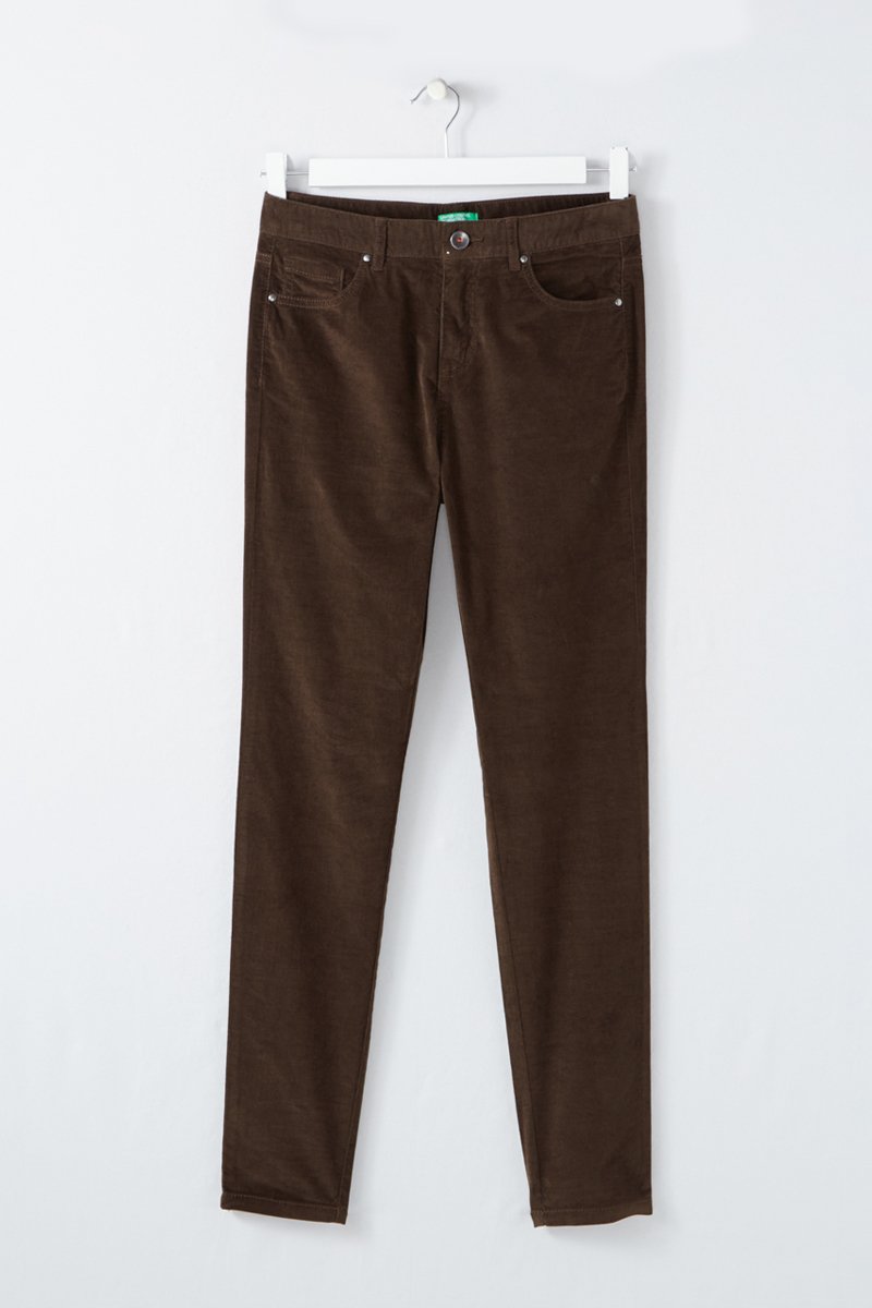Pantalon skinny 7/8 en velours Marron