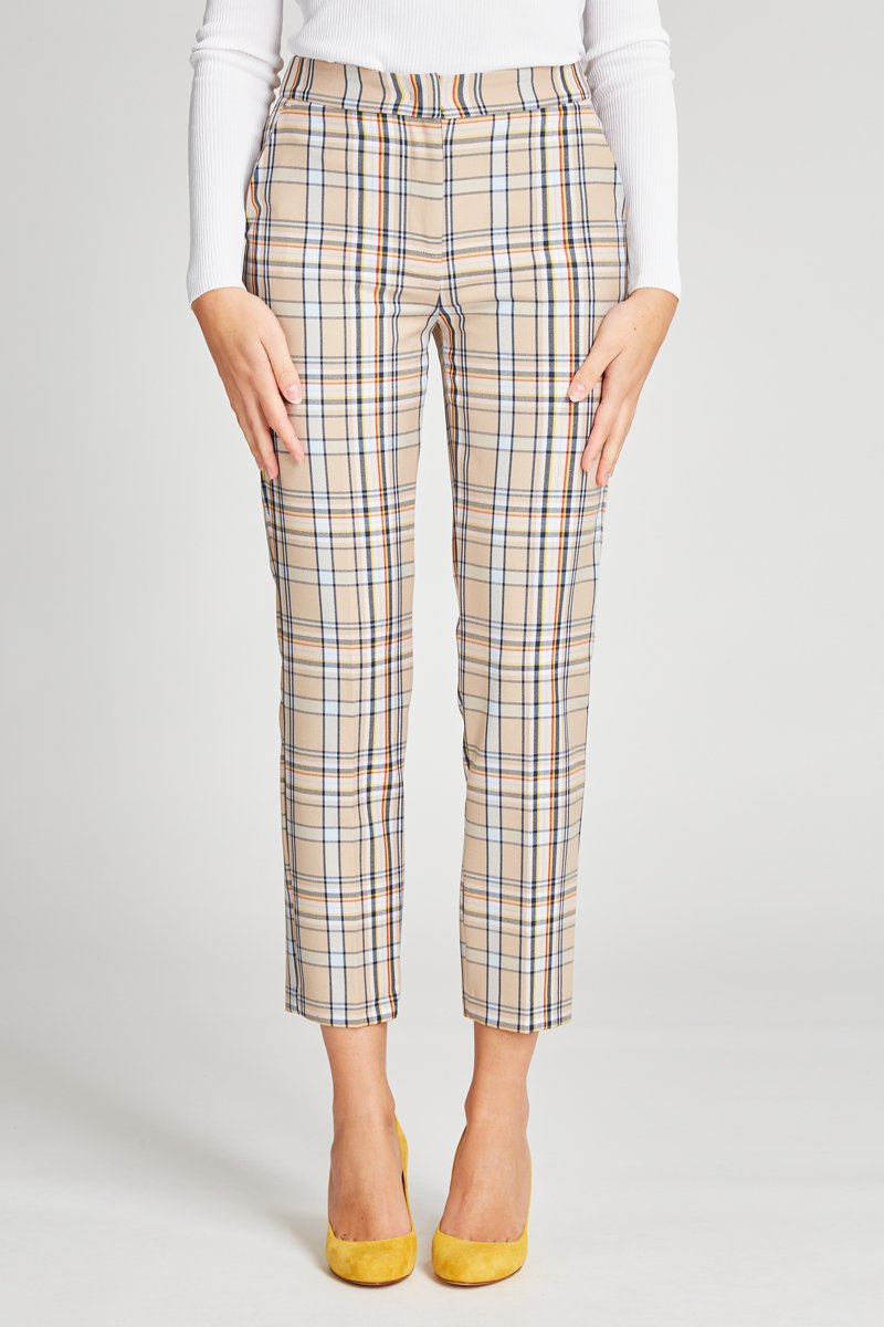 Pantalon cigarette 7/8 taille haute Beige