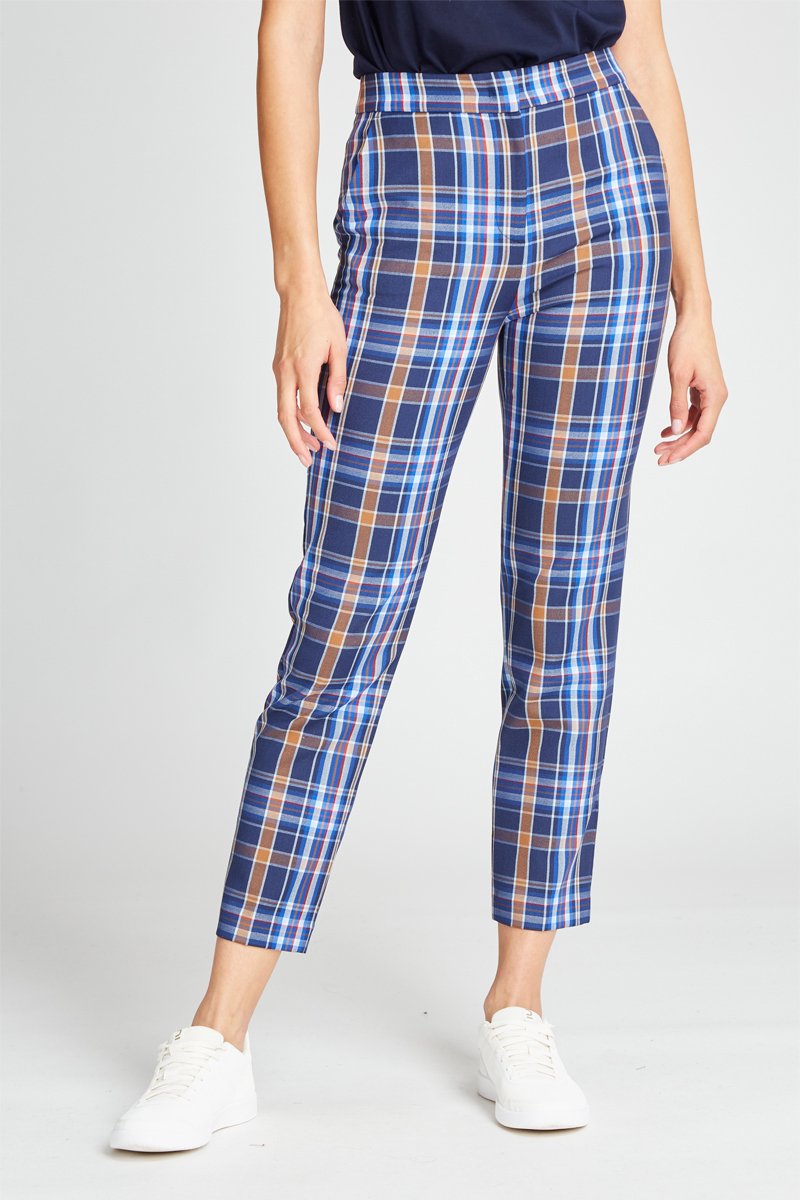 Pantalon cigarette 7/8 taille haute Bleu marine