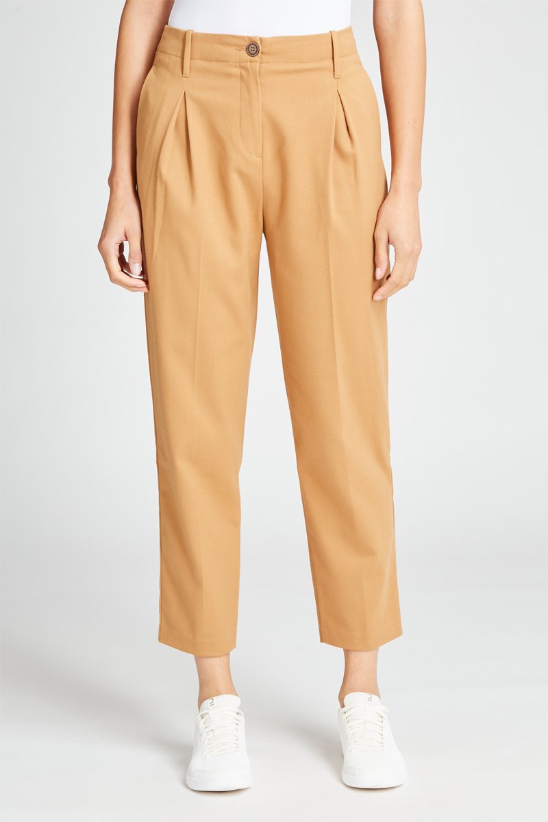 Pantalon cigarette 7/8 taille haute Camel