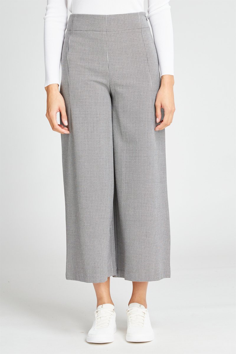 Pantalon wide legs 7/8 taille haute Blanc et noir